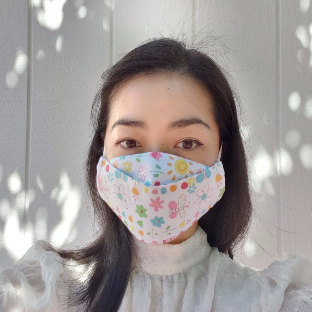3 Layers Face Mask Happy Sun Bunnies Butterflies - Picture 2 of 9